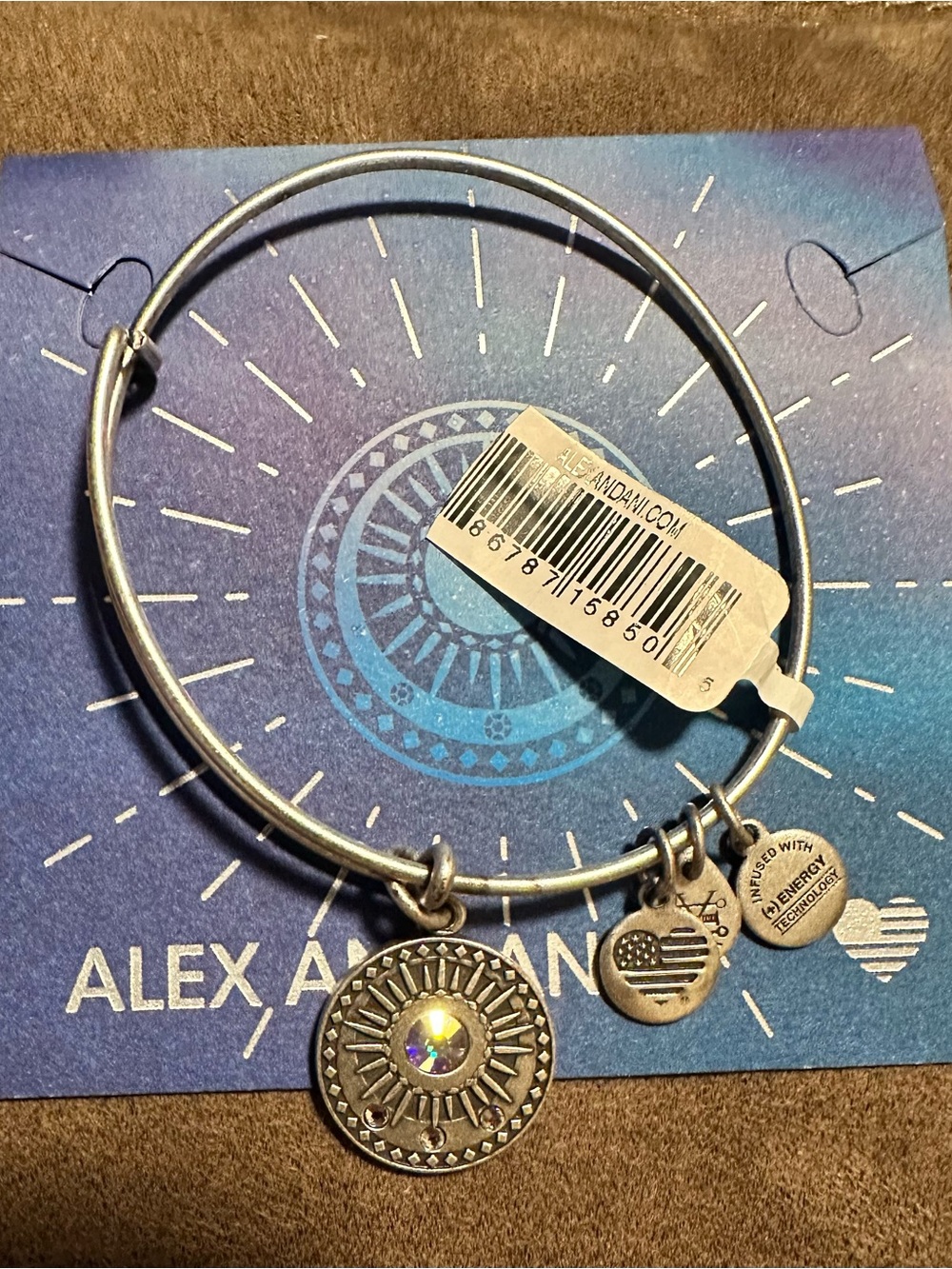 Alex and Ani Silver Sunburst Charm Bangle Bracelet - Silver